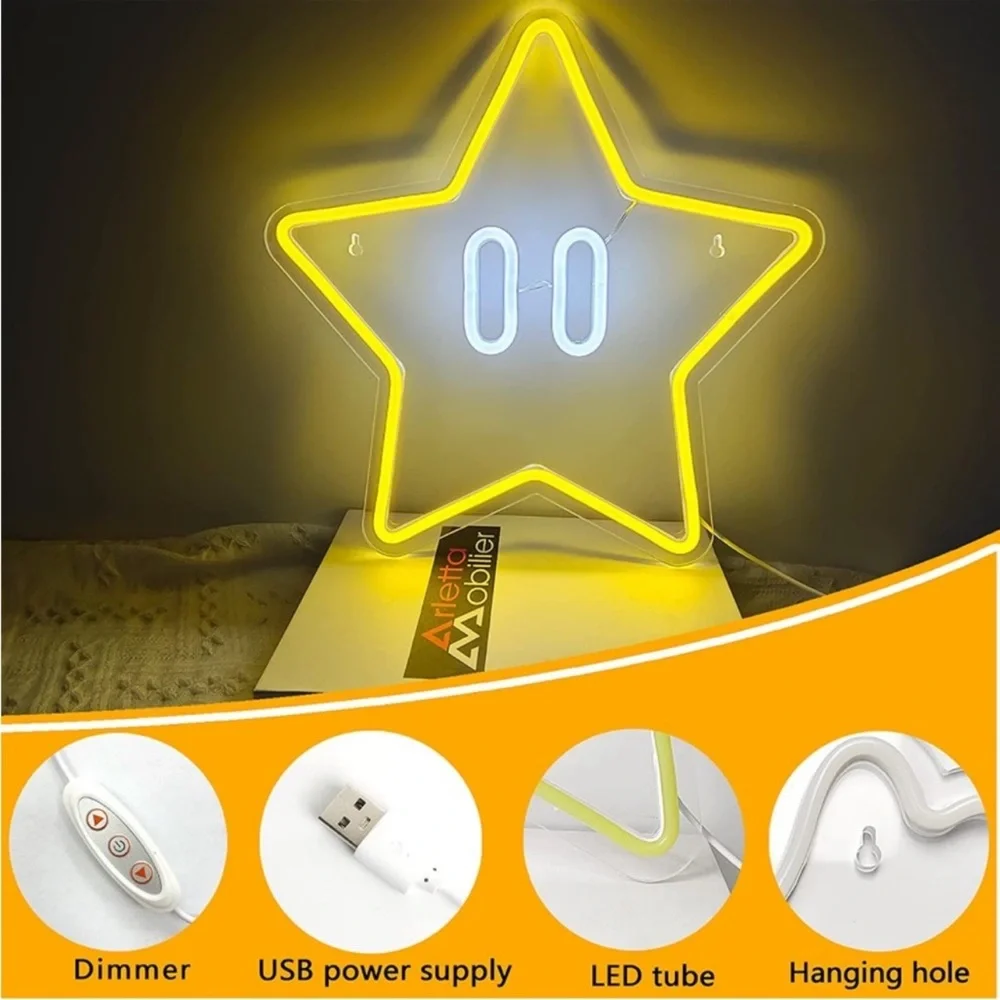 Mario Kart Star NintendoCartoon Video Game Neon Light LED Man Cave Kid/Teen Room